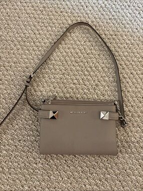 Michael Kors Taupe Crossbody with Pyramid Studs